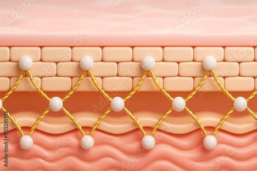 Obraz na płótnie Golden threads are tightening skin layers, providing lifting and firming effect, innovative cosmetic procedure for rejuvenation and wrinkle reduction w salonie