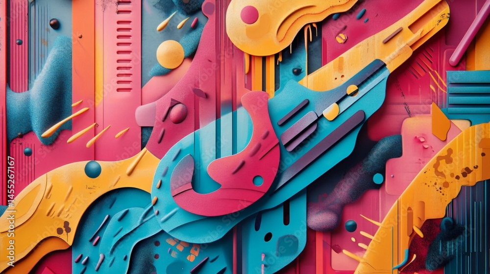 Obraz premium Vivid Abstract Art with Molten Stiff Objects - Professional Image Usage