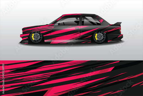 Stylish black and pink car wrap design illustration