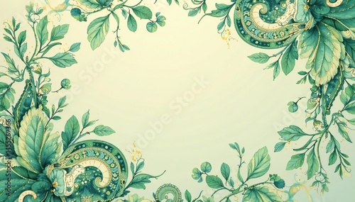 Subtle paisley pattern in muted greens and creams, paisley, classic, green