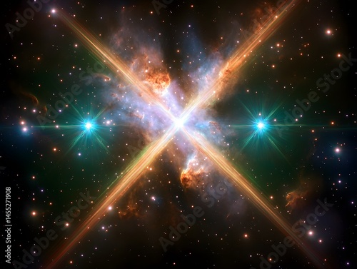 Stunning Cosmic X Ray Image of a Nebula with Bright Stars and Glowing Gases A breathtaking view of deep space
