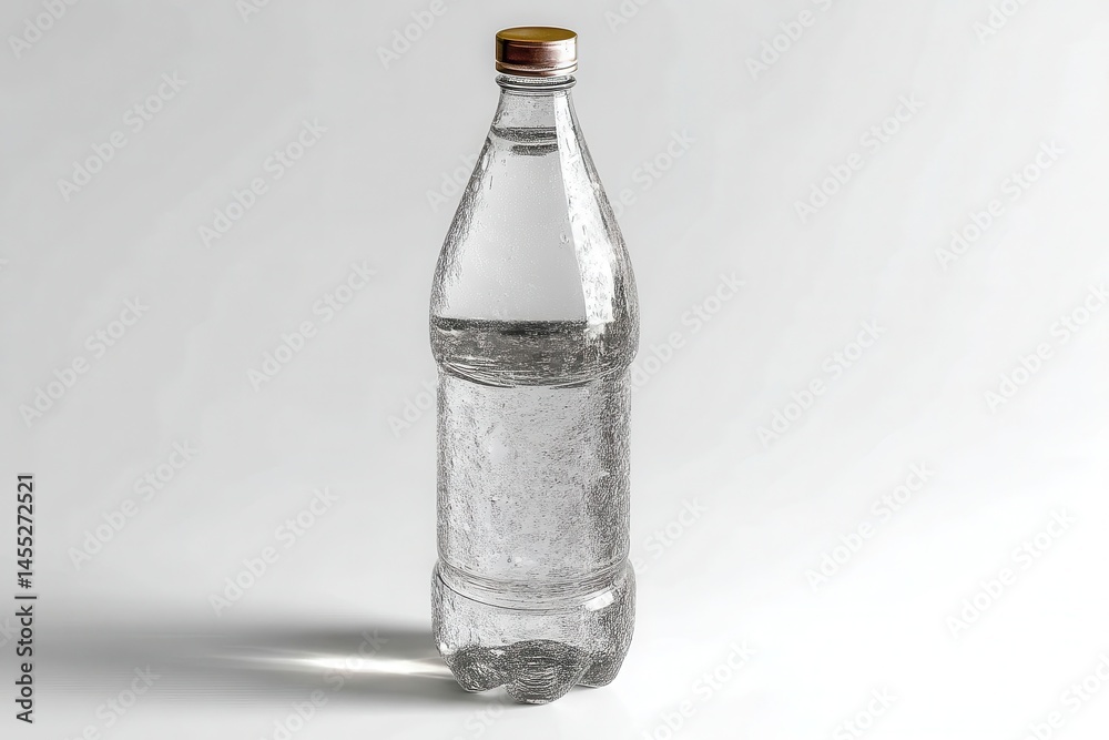 Fototapeta premium Clear Plastic Bottle Filled with Water on White Background Ideal for Beverage Advertising