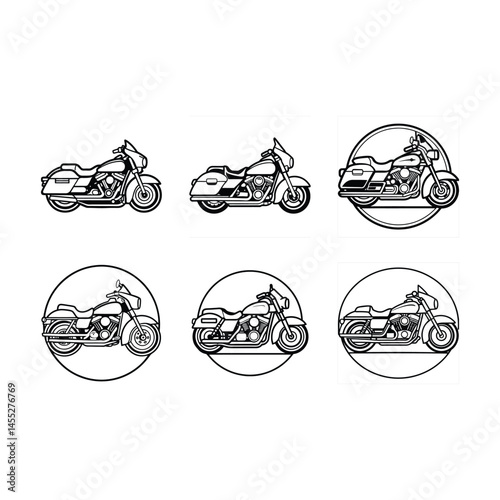 Street Glide Icons Vector Set – Stylish Motorcycle Silhouettes and Emblems