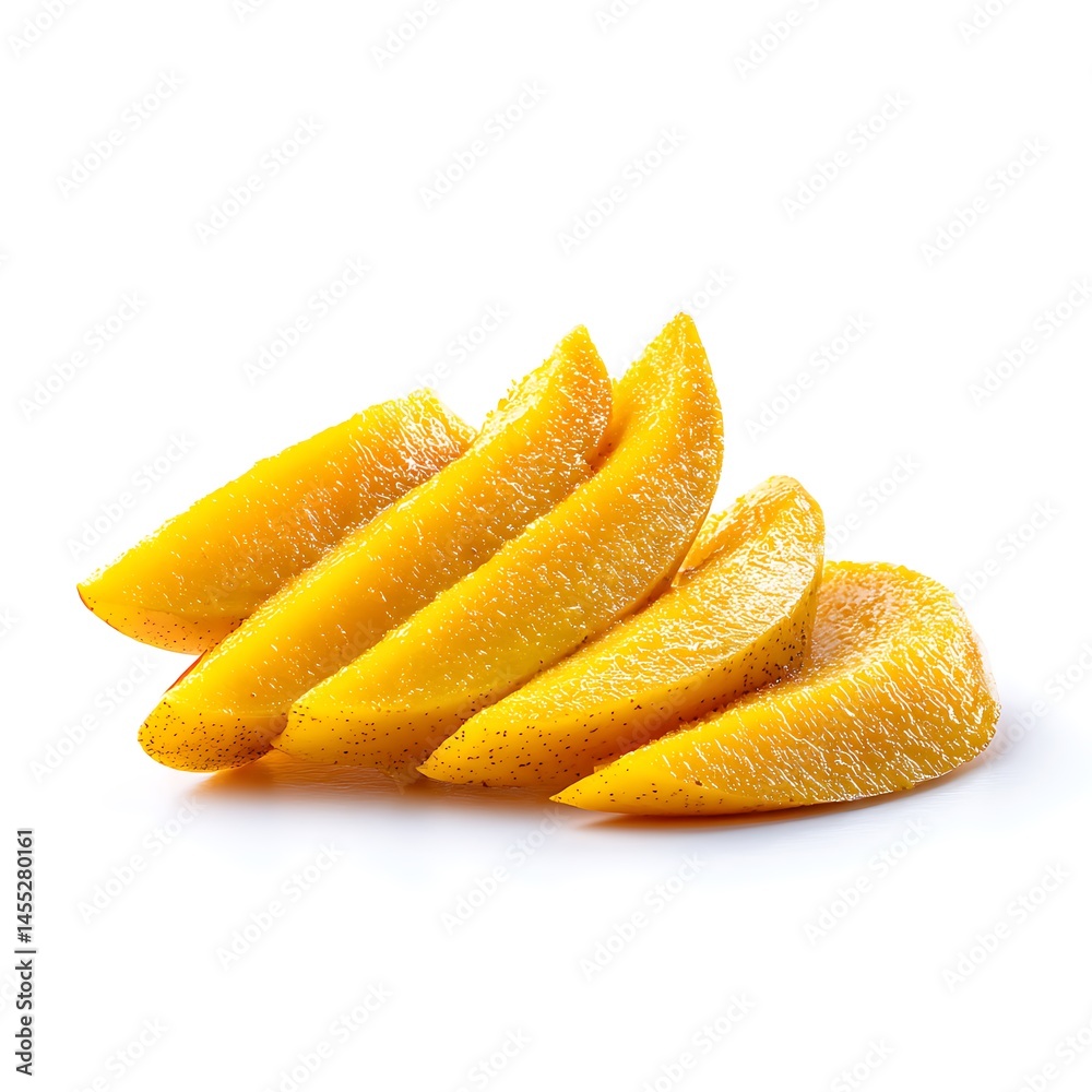 Mango slices isolated on a white background with complete depth of field Mango slices isolated on a white background with complete depth of field