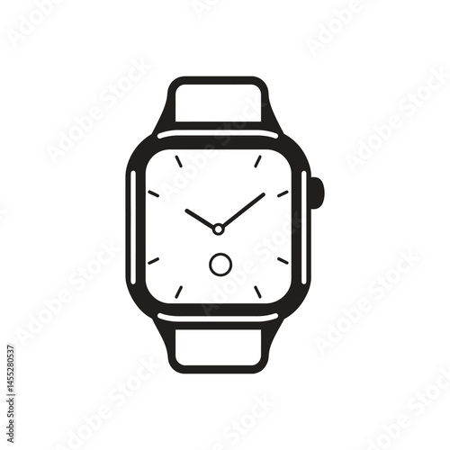 Smartwatch with White Clock Face and Black Band Transparent