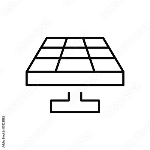 Solar panel icon. Simple outline style. Solar power, sun, renewable energy, cell, heat, light, battery, electric, technology concept. Thin line symbol. Vector illustration isolated.