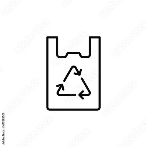 Recyclable bag icon. Simple outline style. Plastic bag with recycle sign, eco, garbage, reuse, pollution, life, environment concept. Thin line symbol. Vector illustration isolated.