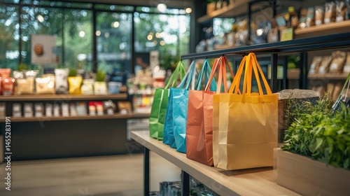 A store with a display of bags on a shelf