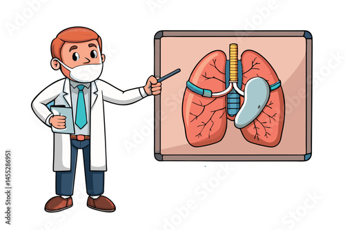 Anatomical depiction of lung cancer, illustrating affected cells and tissue structures in the lungs, for educational and healthcare purposes medical virus