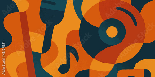Vector Background of colorful with music theme, Cards, Posters, Flyers, Discs. Editable Background with Clipping Mask. Vector.