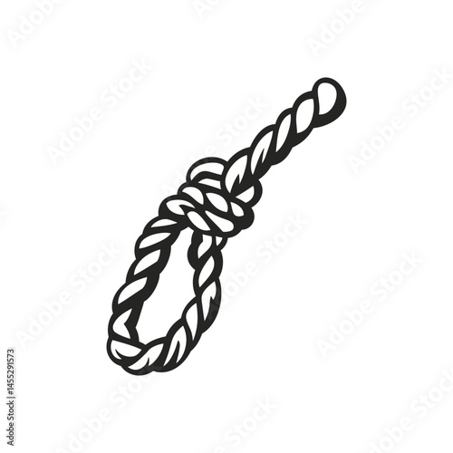 Twisted Thick Rope Knot on Transparent Background in Dark Gray Art