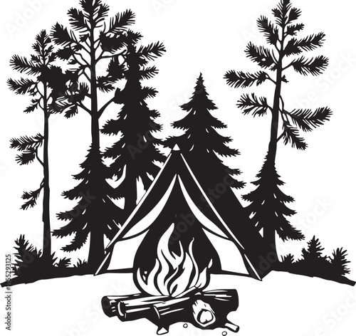 Under the Stars: Camping-Themed Vector 