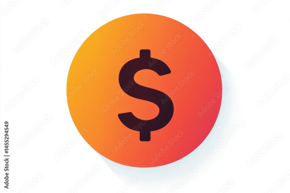 Minimalistic gradient icon of a dollar symbol inside a circle with warm colors on white background Minimalistic gradient icon of a dollar symbol inside a circle with warm colors on white background