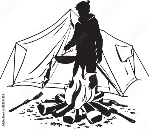 Under the Stars: Camping-Themed Vector 