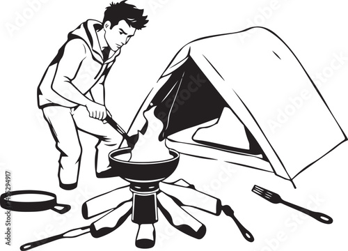 Under the Stars: Camping-Themed Vector 