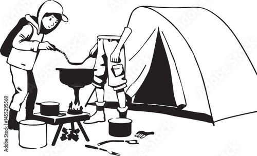 Under the Stars: Camping-Themed Vector 