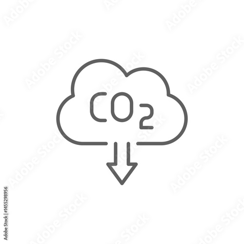 Carbon absorbing icon. Simple outline style. CO2 emissions, carbon dioxide reduction, low, reduce, neutral, environment concept. Thin line symbol. Vector illustration isolated. Editable stroke.