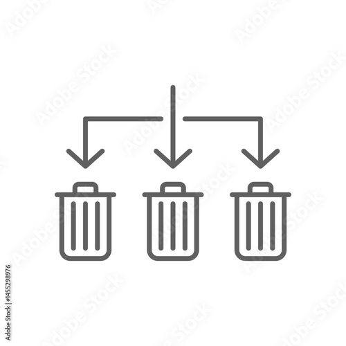Waste Sorting icon. Simple outline style. Waste segregation, sorting garbage by material, bin, trash with arrow separate concept. Thin line symbol. Vector illustration isolated. Editable stroke.