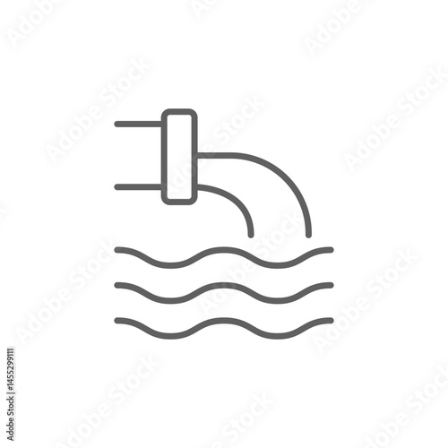 Wastewater icon. Simple outline style. Waste water, effluent, drainage, sewer, sewage, industry, pipe, pollution, environment concept. Thin line symbol. Vector illustration isolated. Editable stroke.