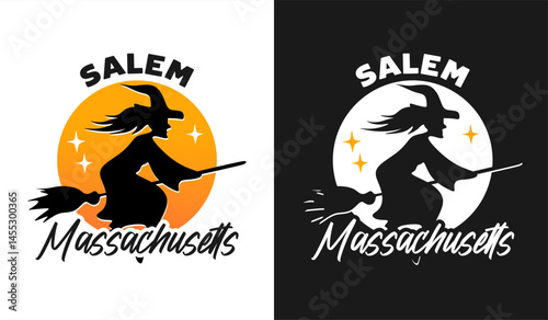 salem massachusetts with a silhouette of a witch