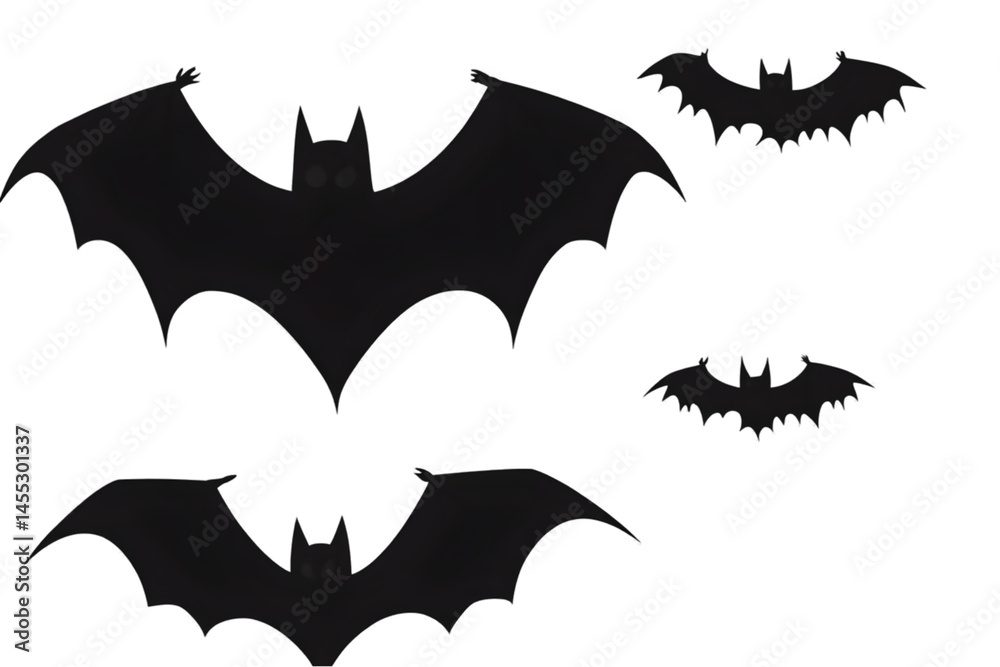 Naklejka premium Silhouette of Black Bats Flying Against Transparent Background Illustration