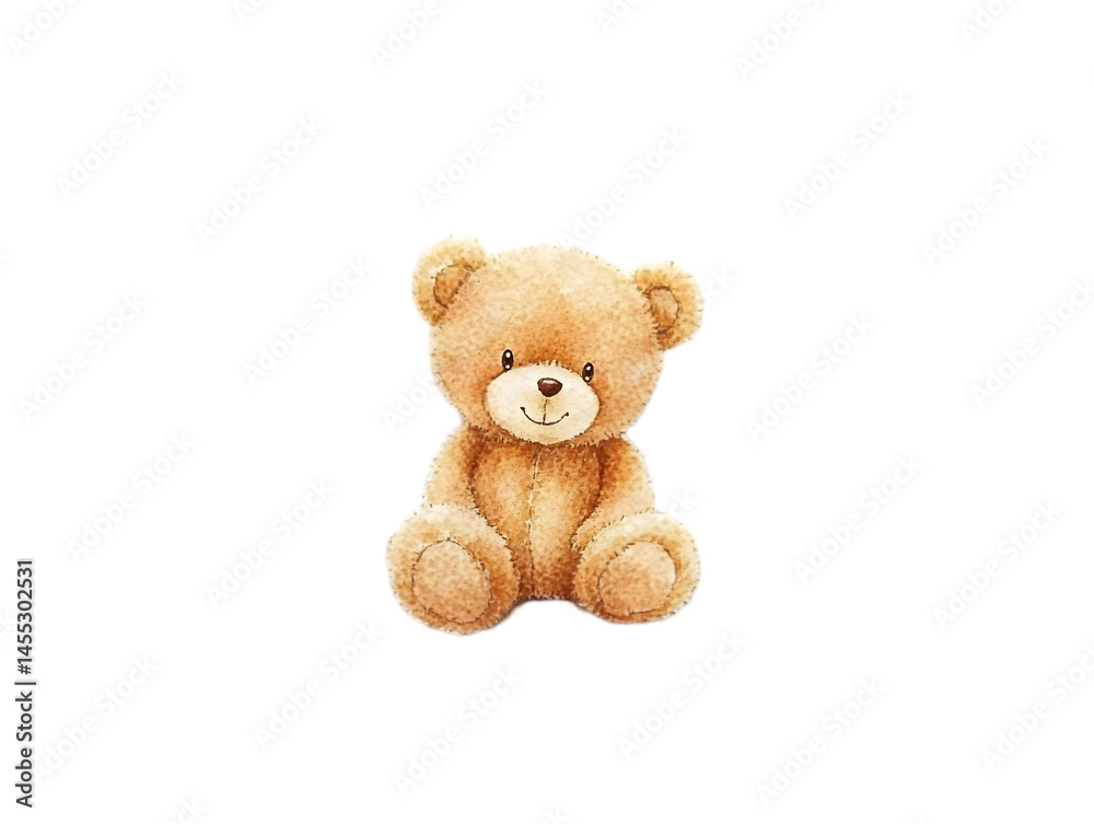 Obraz premium Watercolor Teddy Bear Isolated on Transparent Background Toy Illustration