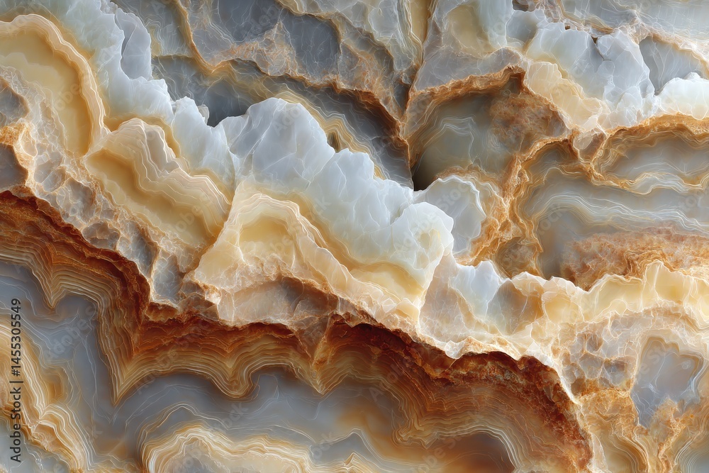 Fototapeta premium Intricate patterns and warm earth tones create a captivating image of onyx stone.