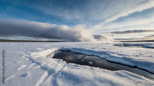 Majestic Iceberg Landscape Sparkling Under a Clear Azure Sky in a Frozen Wilderness photo