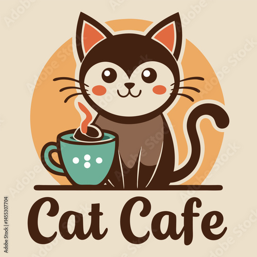 Playful cat cafe logos blend feline charm with coffee culture vector