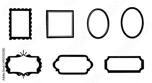 Black and White Frame Shapes Borders and Ornaments for Design