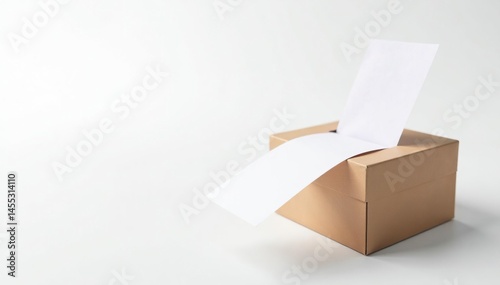 Close-up of ballot paper with marked box isolated on white , election, white background