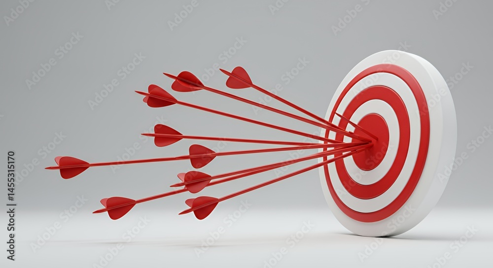 Achieving Goals: Arrows Hitting the Target Bullseye Achieving Goals: Arrows Hitting the Target Bullseye