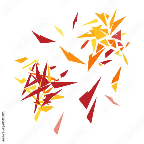 Abstract Shattered Triangles In Warm Colors On Black Background Vector Illustration