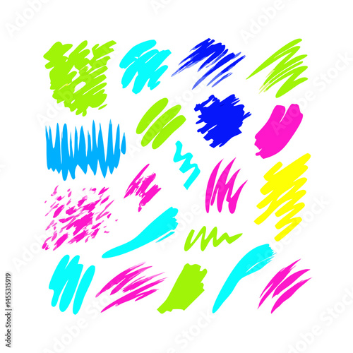 Colorful Abstract Brush Strokes On Black Background Vector Illustration Design Element