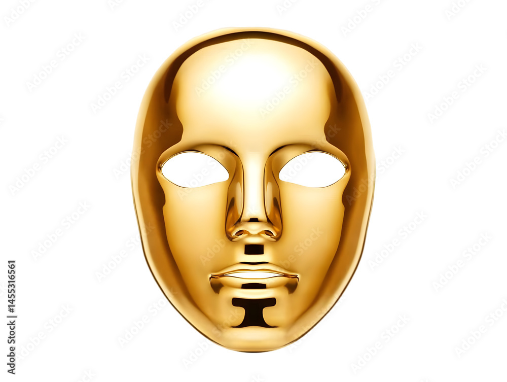 Golden Mask Isolated On Transparent Background Illustration 3D Rendering Golden Mask Isolated On Transparent Background Illustration 3D Rendering