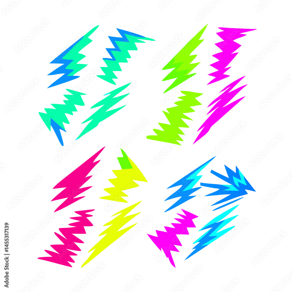 Vivid Abstract Lightning Bolts Colorful Background Dynamic Energy Pattern Vector Illustration