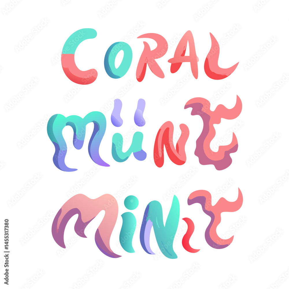 Fototapeta premium Coral Mint Mint Creative Color Gradient Text Illustration On Black Background