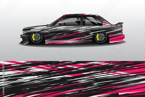 Racing car illustration with dynamic graphic design