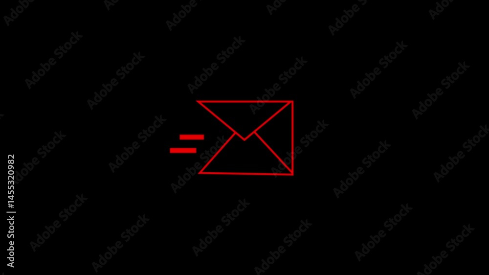 Message icon animation. Outline style sending message icon animation on the black background. Mail box animation. Message icon animation. Outline style sending message icon animation on the black background. Mail box animation.