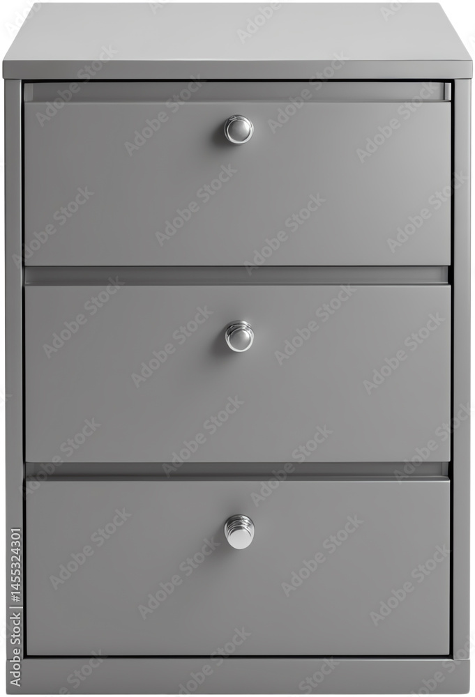 Stylish gray filing cabinet with three drawers. Stylish gray filing cabinet with three drawers.