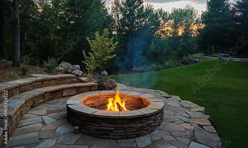 Stunning Backyard Fire Pit Design Offering Warmth, Style, and Outdoor Elegance.