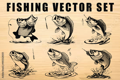 Fishing Vector Bundle Silhouettes 