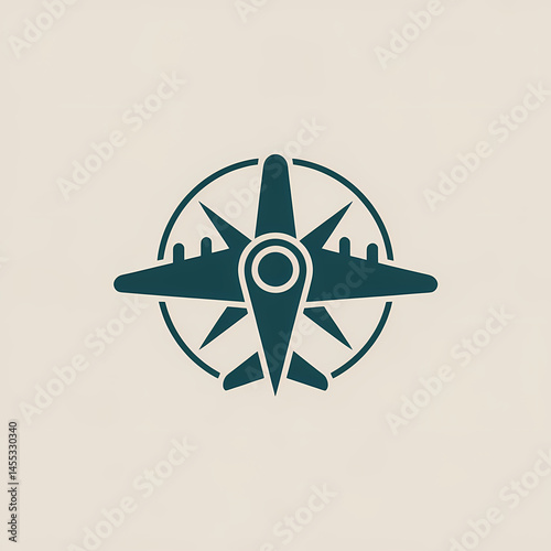 Conceptual Illustration of an Airplane-Shaped Compass, Ideal for Travel and Exploration