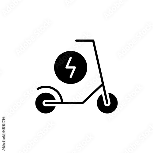 Electric scooter icon. Simple solid style. Eco transport, bike, charge, travel, technology, city, road, Transportation concept. Black silhouette, glyph symbol. Vector illustration isolated.