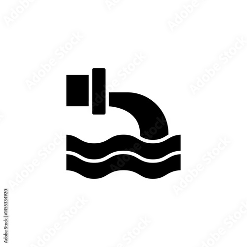 Wastewater icon. Simple solid style. Waste water, effluent, drainage, sewer, sewage, industry, pipe, pollution, environment concept. Black silhouette, glyph symbol. Vector illustration isolated.