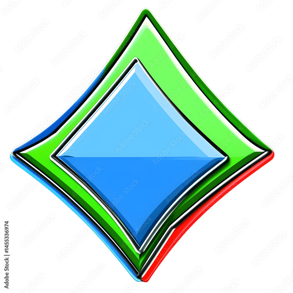 Obraz premium Abstract Diamond Shape Illustration with Blue Green and Red Colors on Transparent Background