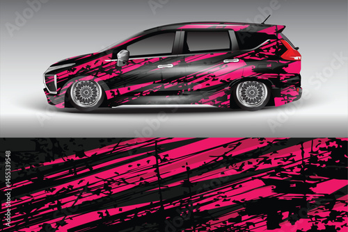 Stylish pink and black modified car design illustration