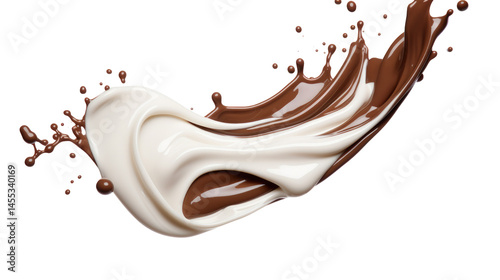 Liquid White Milk Chocolate Splash  on transparent background