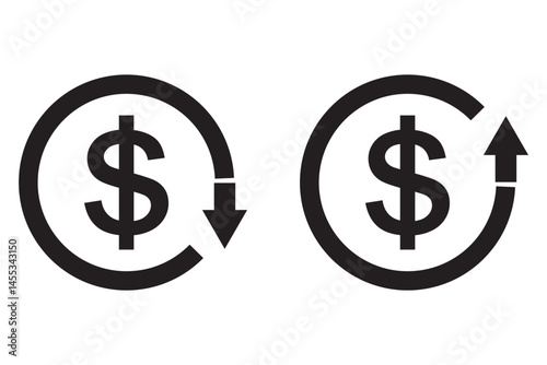 Cost Reduction Icon, Manufacturing cost reduction vector icon set eps 10