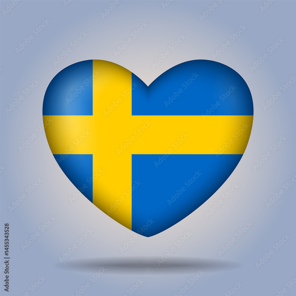Sweden flag heart button Isolated on color gradient background. Exclusive Icon flag Sweden flag heart button Isolated on color gradient background. Exclusive Icon flag